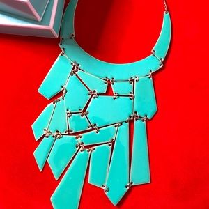 Bold Geometric Statement Necklace Blue Bib Necklace – Eye-Catching Contemporary